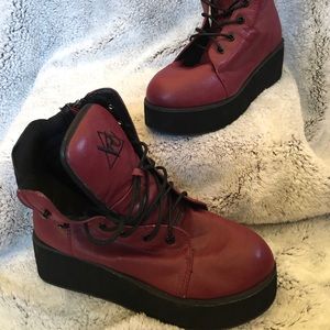 YRU Burgundy Platform Boots (REPAIRABLE)